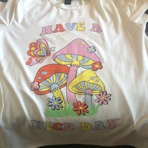 White mushroom shirt